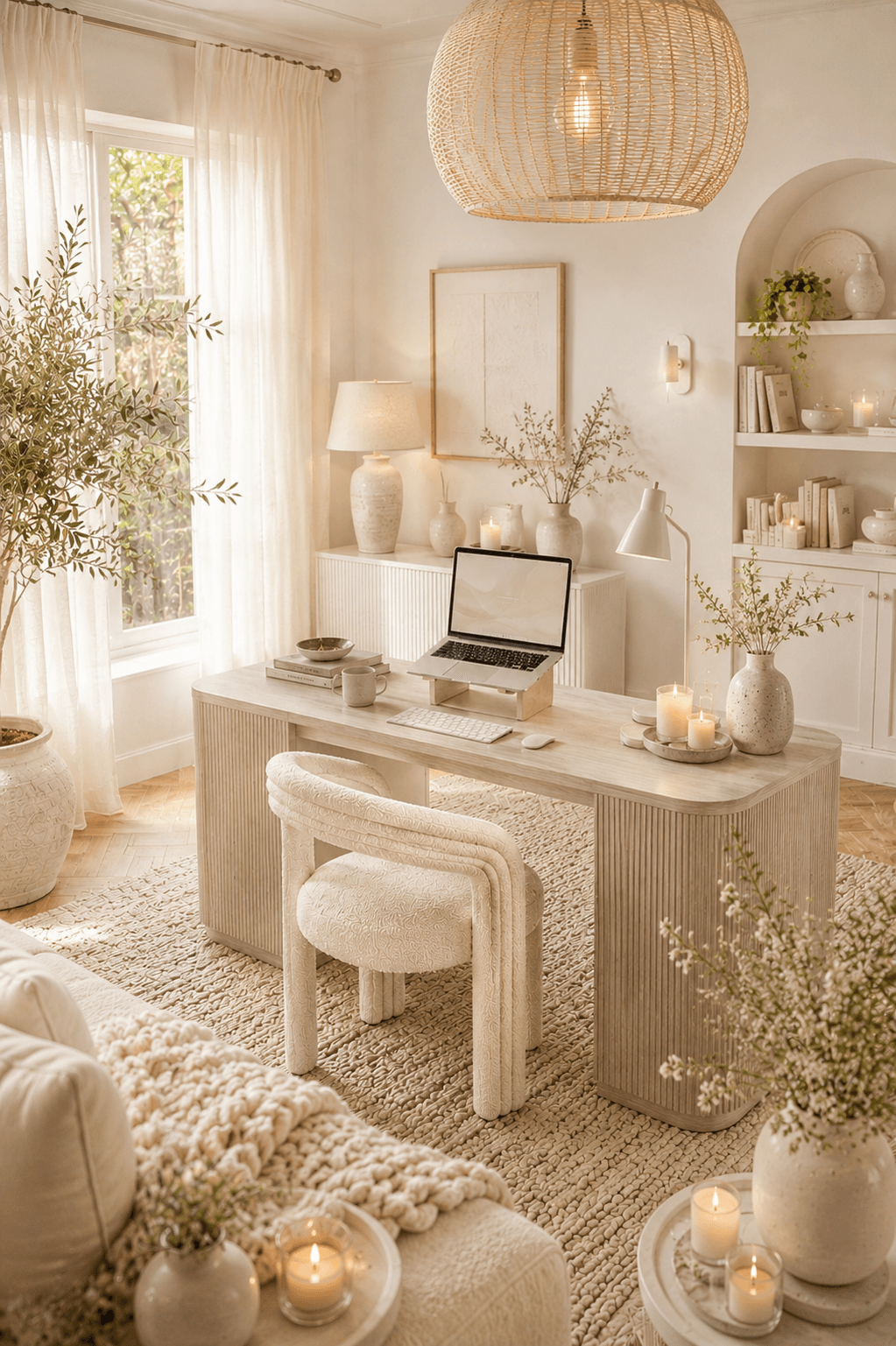 All White Home Office Ideas