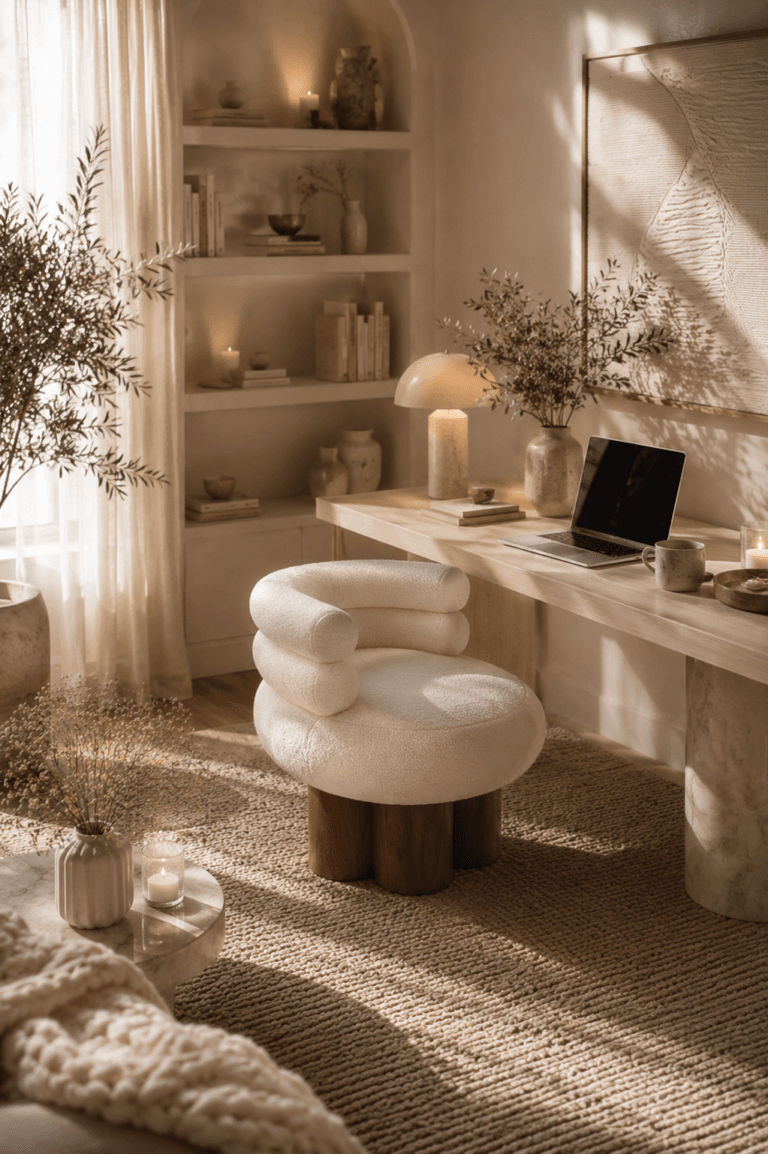 All White Home Office Ideas for a Bright & Cozy Workspace